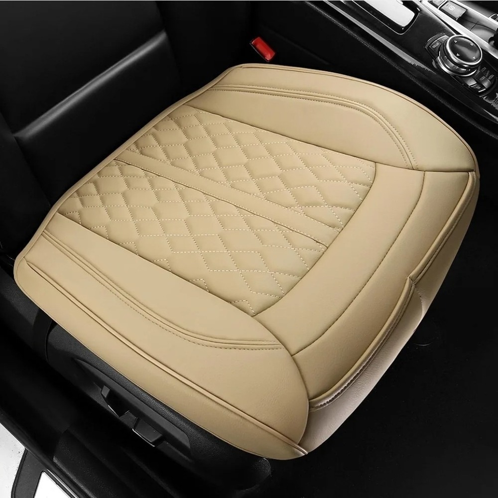 2 Premium Leather Car Seat Covers for Bottom Front Seats, Waterproof, Padded